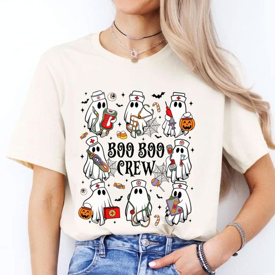 Halloween Nurse Ghost Shirt, Spooky Season Boo Boo Crew