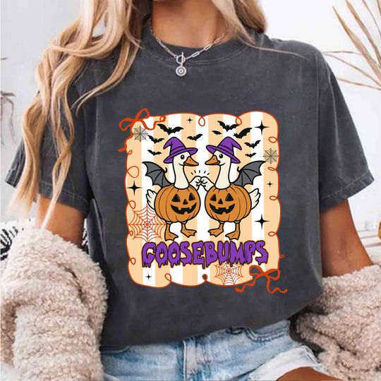 Funny Goosebumps Halloween Shirt, Coquette Bow Retro Tee