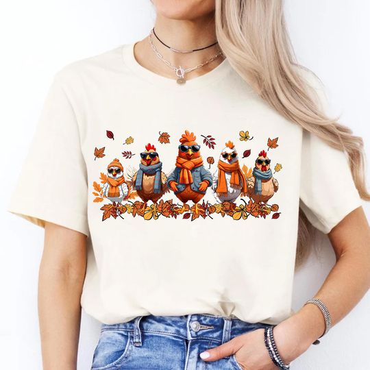 Discover Humorous Fall Chickens Shirt, Autumn Chicken Lover Tee
