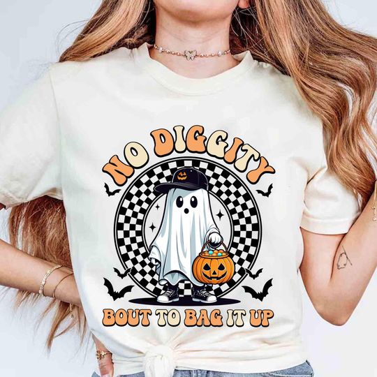 Discover Funny Halloween Tee, No Diggity Checkered Circle Shirt