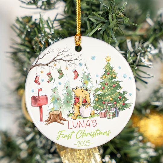 Discover Custom Baby's First Christmas Ornament, Ceramic or Glass, 2025 Xmas Gift