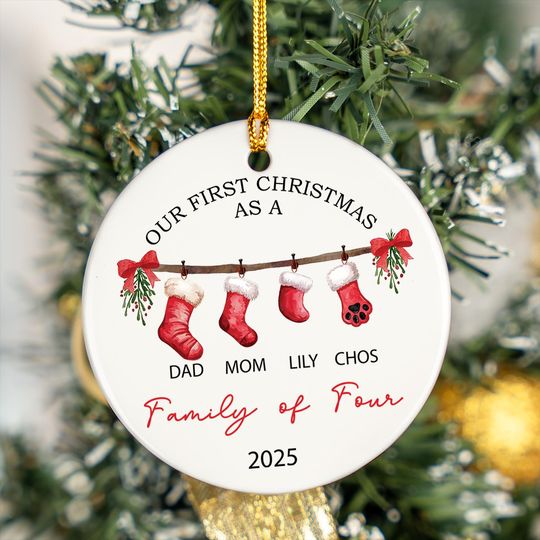 Discover Personalized Our First Christmas Ornament, Custom Stockings Ornament with Names