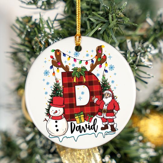 Discover Custom Christmas Alphabet Ornament, Santa Initial Letter, Snowman Xmas Keepsake