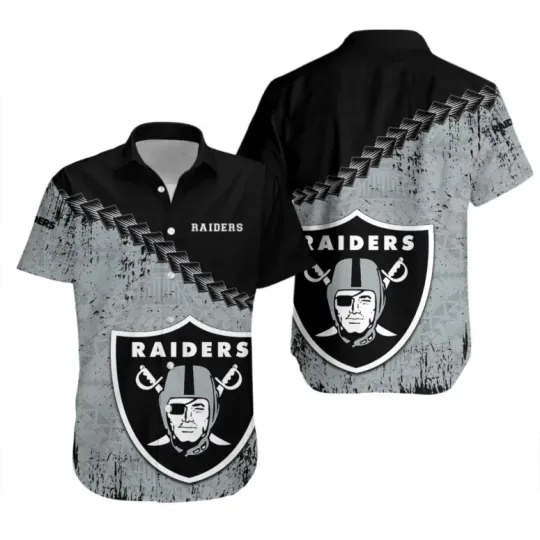 Discover Las Vegas Raiders Steely Gridiron Hawaiian Shirt Size S-5XL