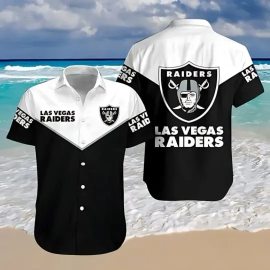Discover Las Vegas Raiders Bold Black & White Hawaiian Shirt S-5XL