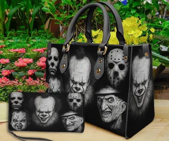Discover Personalized Horror Halloween Leather Handbag, Horror Leather Bag