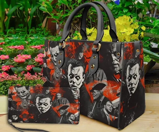 Discover Personalized Horror Halloween Leather Handbag, Horror Leather Bag