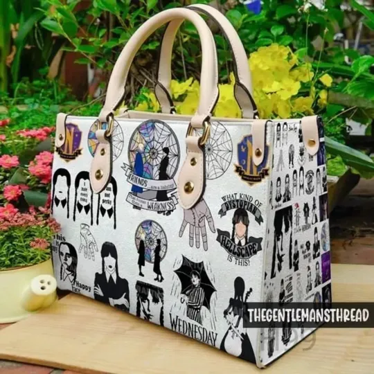 Discover Personalized Wednesday Leather Handbag, Disney Leather Handbag, gift Halloween