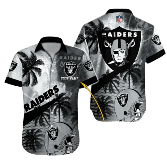 Discover Personalized Las Vegas Raiders Palms & Helmets Hawaiian Shirt Size S-5XL