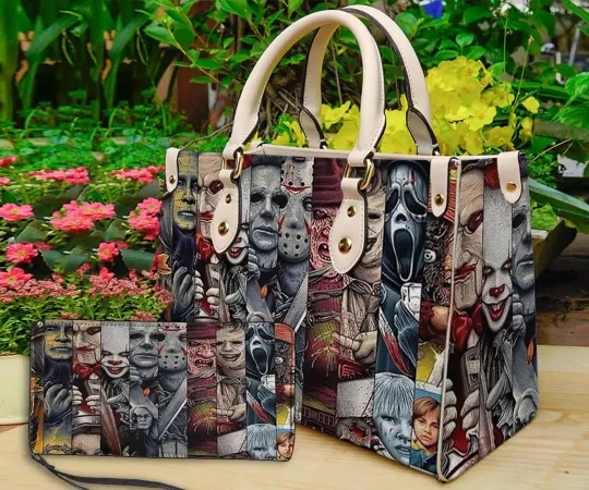 Discover Personalized Horror Halloween Leather Handbag, Horror Leather Bag, Shou