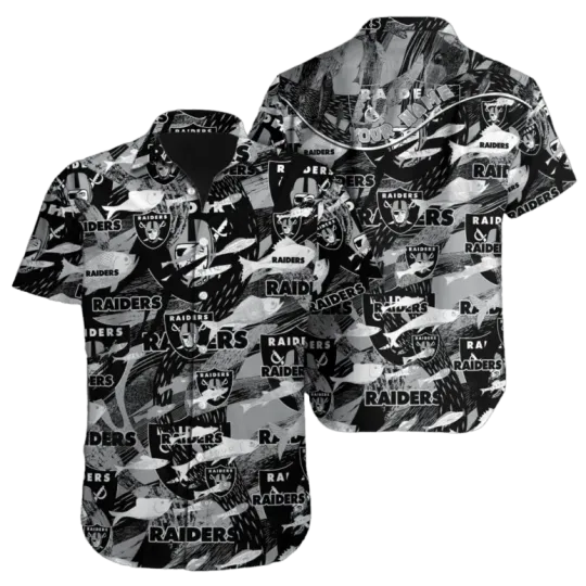 Personalized Las Vegas Football Grayscale Chaos Hawaiian Shirt, Gift for Fan