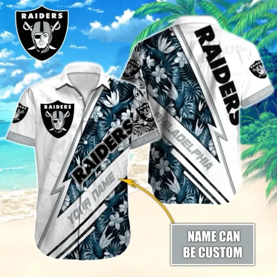 Discover Personalized Las Vegas Raiders Tropical Lightning Hawaiian Shirt Size S-5XL