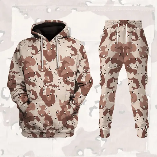 Discover Battle Dress Uniform Camo American Chocolate Chip Desert Hoodie Set