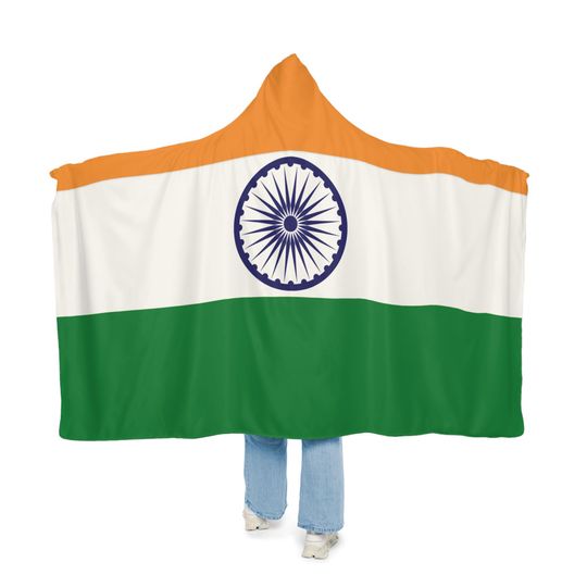 Discover Indian Flag Snuggle Blanket Hoodie, Sherpa Hooded Blanket, Fleece Hooded Blanket, Personalized Blanket, Travel Blanket