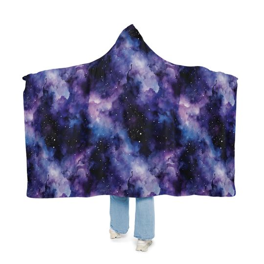Galaxy Hooded Blanket | Space Blanket | Wearable Blanket | Hoodie Blanket | Snuggle Blanket | Sherpa Blanket | Night Sky Blanket