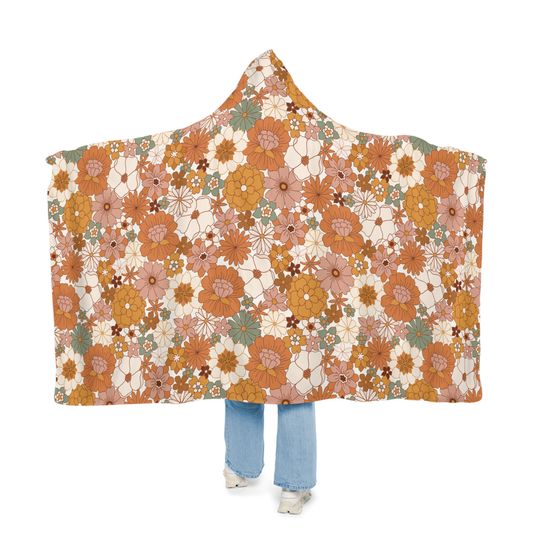 Flower Hooded Blanket | Flower Blanket | Wearable Blanket | Hoodie Blanket | Snuggle Blanket | Sherpa Blanket | Fleece Blanket