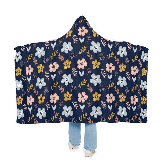 Discover Flower Hooded Blanket | Floral Blanket | Wearable Blanket | Hoodie Blanket | Snuggle Blanket | Sherpa Blanket | Fleece Blanket