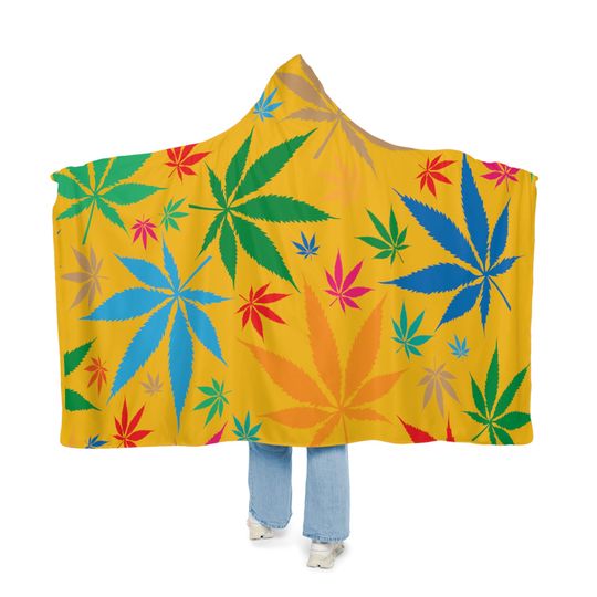 Discover Yellow Weed Blanket, Sherpa Hoodie Blanket, Fleece Hoodie Blanket, Ultra Soft Unisex Hooded Snuggle Blanket, Custom Gift Blanket