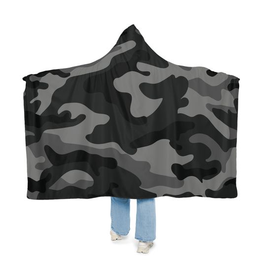 Discover Camo Hooded Blanket, Sherpa Hooded Blanket, Fleece Hooded Blanket, Unisex Hooded Snuggle Blanket, Custom Blanket Gift