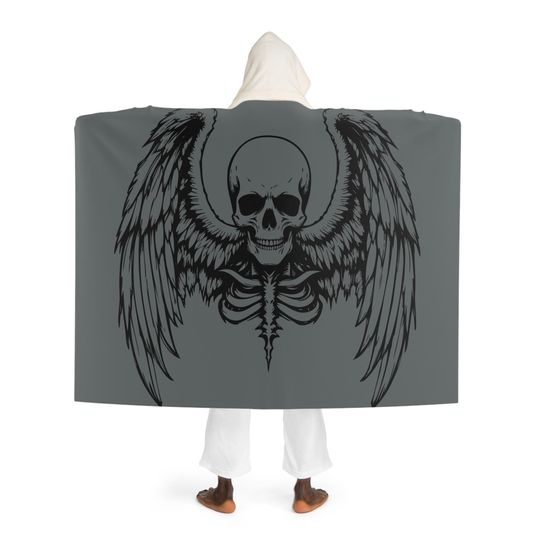 Discover Cozy Hooded Sherpa Fleece Blanket Skeleton Perfect for Home, Gifts, Camping, or Cozy Evenings, Decorative Throw Blanket, Soft Wings Fluffy