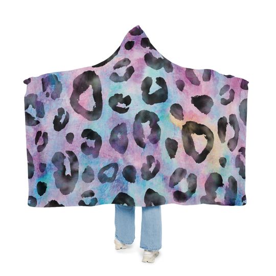 Cheetah Print Hooded Snuggle Blanket, Sherpa Hooded Blanket, Fleece Hooded Blanket, Custom Blanket Gift, Blanket for her