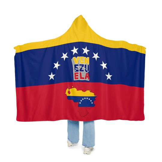 Venezuelan Flag Snuggle Blanket Hoodie, Sherpa Hooded Blanket, Fleece Hooded Blanket, Unisex Snuggle Blanket, Custom Blanket Gift