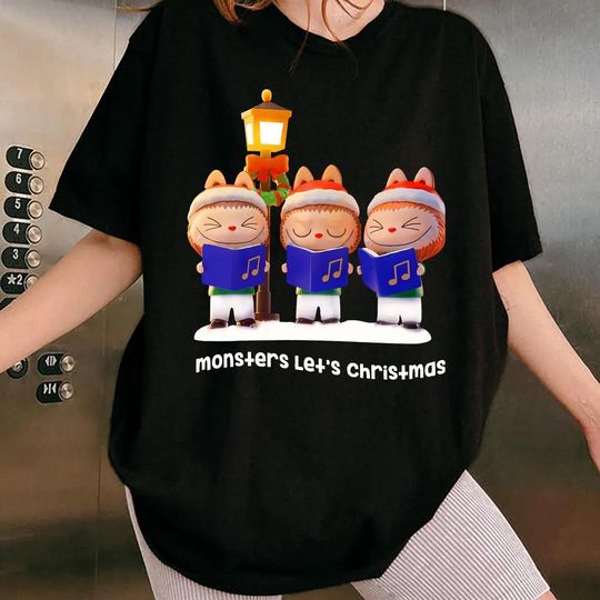 Discover Cute Christmas Labubu Shirt, Labubu Doll Sweatshirt, Funny Kids Gift for Girls, Trending Cartoon Character Shirt, Merry Xmas Cartoon T-Shirt