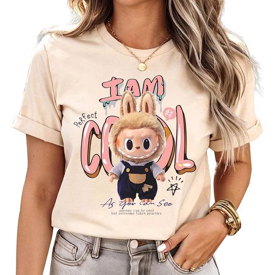 Discover La.bubu I am Cool - Cute Cartoon Shirt, Aesthetic Kawaii Tee, Gift for Her, Trendy Soft Graphic Tee,  Anime Harajuku Chibi Style Tee