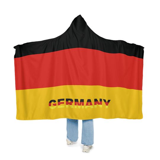 Discover German Flag Snuggle Blanket Hoodie, Sherpa Hooded Blanket, Fleece Hooded Blanket, Personalized Travel Blanket Gift