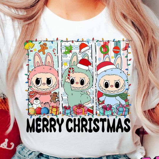 Discover Doll Cartoon Xmas Sweatshirt, Trending Christmas Season Doll Monster Characters Tee, Coquette Doll Holiday Shirt, Christmas Gift For Girls