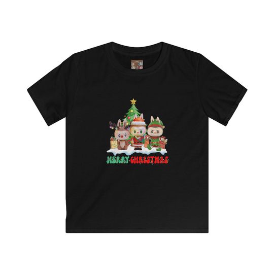Christmas Kids Tee Labubu, Merry Christmas Tee, Holiday Shirt, Cute Kids Apparel, Festive T-Shirt, Christmas Gift for Kids