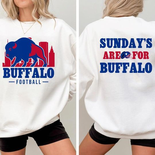 Discover Vintage Buffalo Football 2 Side Sweatshirt, Trendy Football Fan Gifts, Game Day Apparel, Football Team Sweatshirt, Buffalo Unisex Gift