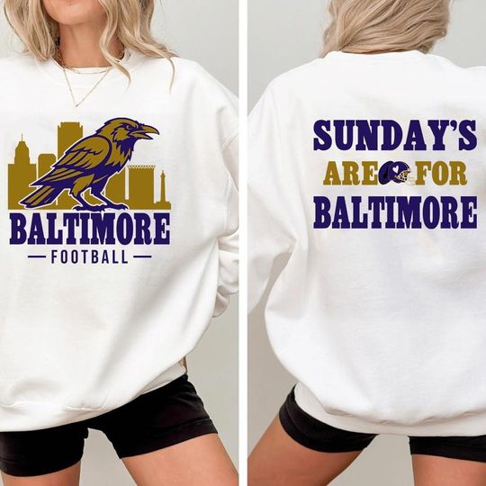 Discover Vintage Baltimore Football 2 Side Sweatshirt, Trendy Football Fan Gifts, Football Team Sweatshirt, Baltimore Unisex Gift