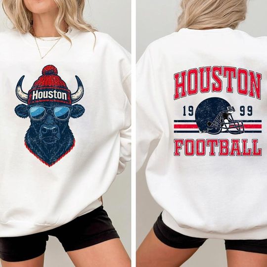Discover Houston Mascot Football Vintage 2 Side Sweatshirt, Toodler Houston Football, Game Day Tee, Football Season Sweatshirt