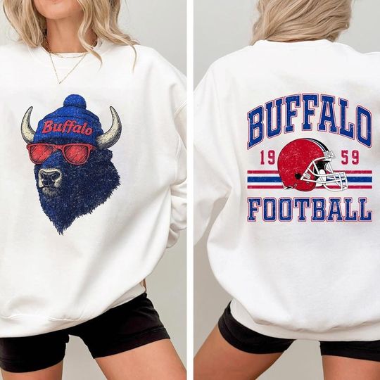 Discover Buffalo Mascot Football Vintage 2 Side Sweatshirt, Toodler Buffalo Football, Game Day Tee, Football Season Sweatshirt