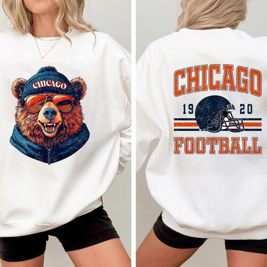 Discover Chicago Mascot Football Vintage 2 Side Sweatshirt, Toodler Chicago Football, Game Day Tee, Football Season Sweatshirt