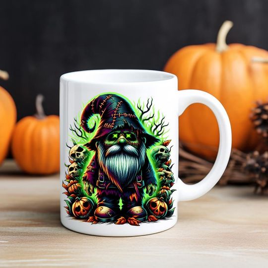 Discover Super Cute Halloween Gnome Ceramic Mug, Halloween Coffee Cup, Trick or Treat Tea Mug