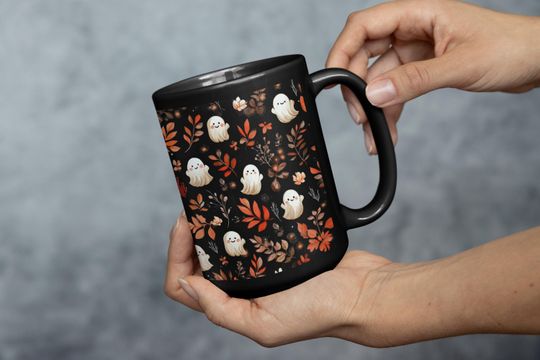 Discover Ghost Halloween Mug, Spooky Coffee Cup, Cute Haunted Tea Mug