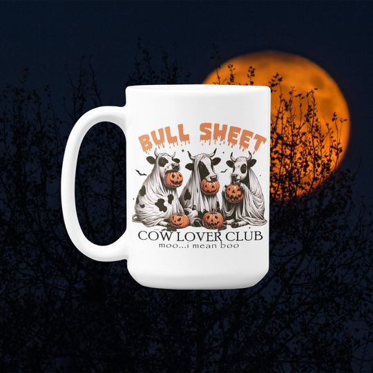 Discover Spooky Ghost Cow Halloween Mug, Cow Lovers Mug, Halloween Spooky Mug