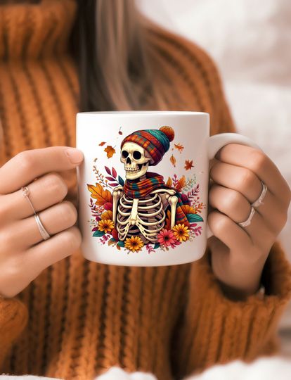 Discover Halloween Skeleton Mug, Fall Skeleton Mug, Halloween Spooky Skeleton Gift