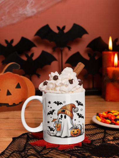 Discover Halloween Ghost Iced Pumpkin Spice Coffee Mug, Ghost Halloween Mug