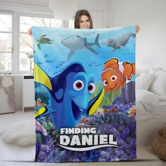 Discover Disney Finding Nemo Dory & Cute Fishes Watercolor Customize Fleece Blanket