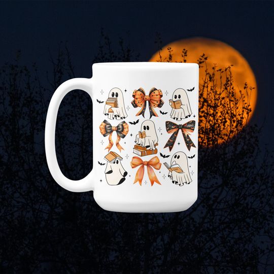 Coquette Halloween Reading Ghost, Trick or Treat Coquette Reading Ghost Gift