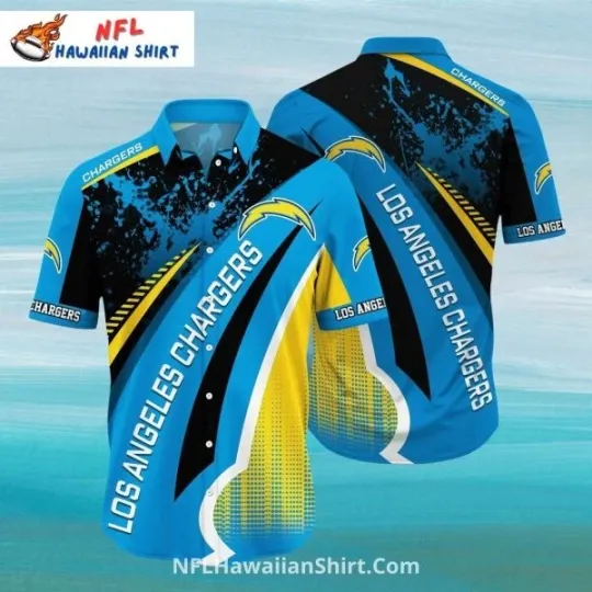 Discover Los Angeles Chagerrs Hawaiian Shirt With Bold Stripes And Logos, Gift for Fan