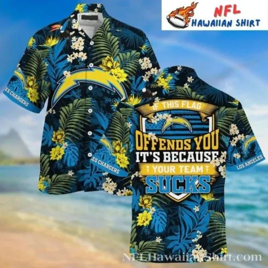 Discover Funny football Los Angeles Chagerrs Hawaiian Shirt With Tropical Patterns, Gift for Fan