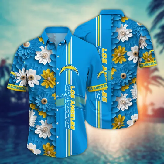Discover Los Angeles Chagerrs Bloom Wave Hawaiian Shirt Unisex Summer Aloha, Gift for Fan