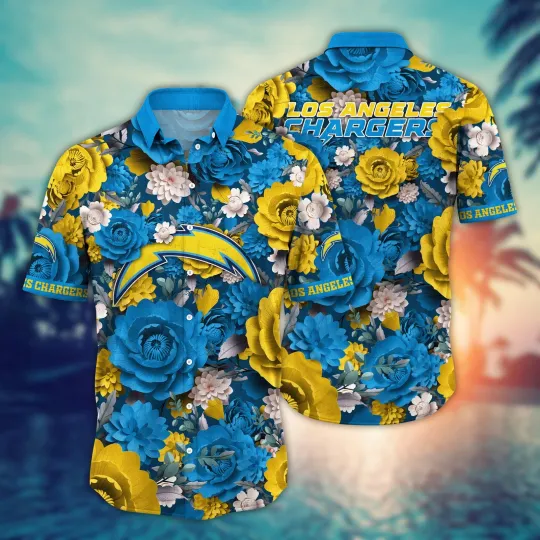 Discover Los Angeles Chagerrs Floral Thunderstorm Hawaiian Shirt Unisex Summer Aloha, Gift for Fan