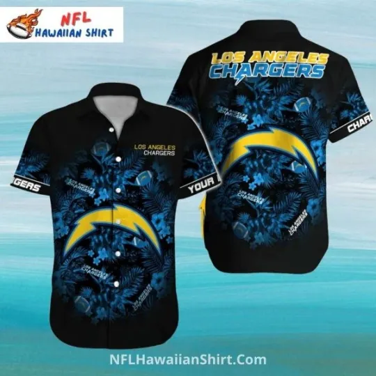Discover Los Angeles Chargers Black Tropical Floral Aloha Hawaiian Shirt Size S-5XL