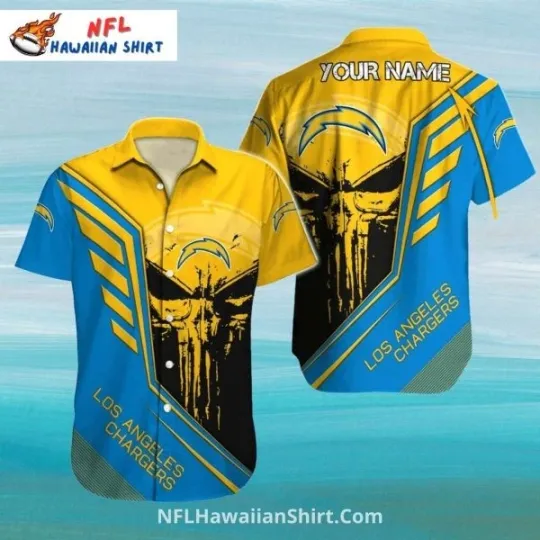 Discover Los Angeles Chargers Bold Yellow And Blue Skull Hawaiian Shirt Size S-5XL