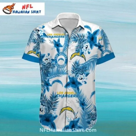 Discover Los Angeles Chargers White And Blue Floral Aloha Hawaiian Shirt Size S-5XL